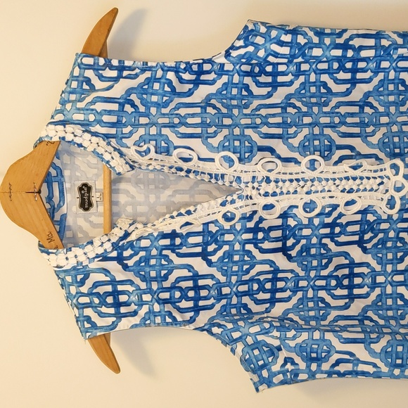 Mud Pie Women's Size L 12-14 Sleeveless Geometric Print One Piece Dress - Picture 2 of 16